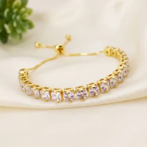Adjustable Tennis Bracelet, Gold Plated