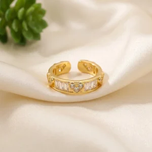 Gold Heart Baguette Ring