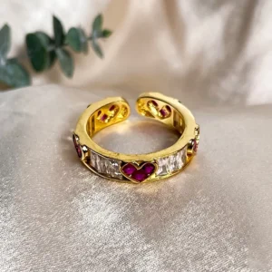 Ruby Heart Baguette Ring