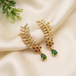 Emerald Bloom Leaf Drop Earrings