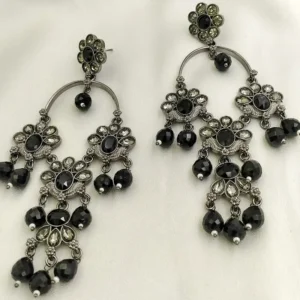 Alternative view of Noir Blossom Chandelier Earrings