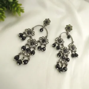 Noir Blossom Chandelier Earrings
