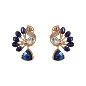 Alternative view of Royal Blue Peacock Shape Statement Earrings