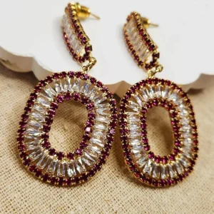 Bordeaux Luxe Statement Earrings - Image 3