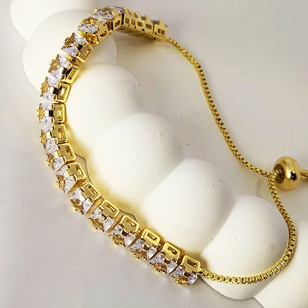 Adjustable Tennis Bracelet, Gold Plated - Image 4