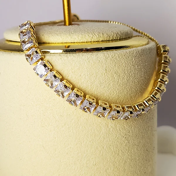 Adjustable Tennis Bracelet, Gold Plated - Image 2
