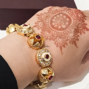 Alternative view of Antique Ruby Pearl Statement Bangle | Bangle Kada
