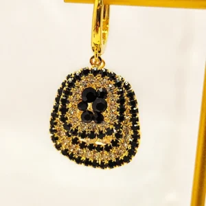 Baguette layered loop Earrings, Black - Image 6