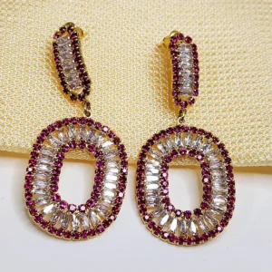 Alternative view of Bordeaux Luxe Statement Earrings