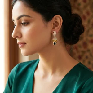 Glow CZ Jhumka Earrings, Purple
