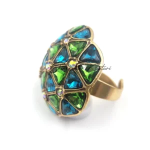 Alternative view of Celestial Embellished Dome Rings, Emerald