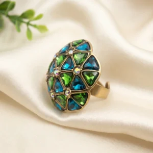 Celestial Embellished Dome Rings, Emerald