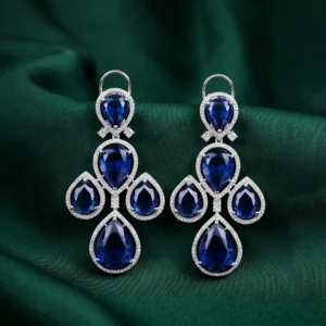 Kareena CZ Stone Fashion Earrings, Blue - Image 5