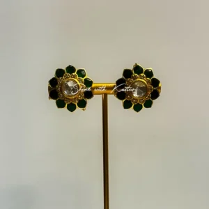 Flower Shaped Kundan Earrings - Image 3
