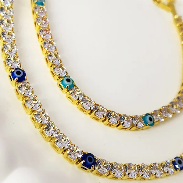 Evil Eye Tennis Bracelet Gold - Image 2