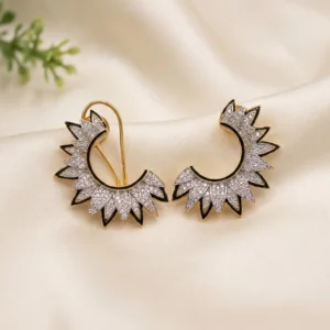 Half Moon Earrings, 2 Tone