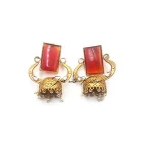 Alternative view of Raina Large Jhumka with Stone, Ruby