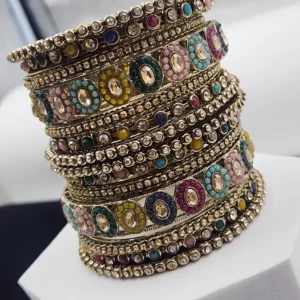 Alternative view of Multicolor Kundan Stone Bangle Set