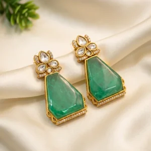Large Kundan Stone Indian Statement Earrings