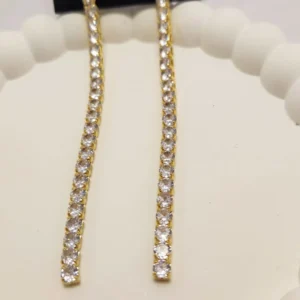 Long Tennis Earrings, Dual Tone - Image 3