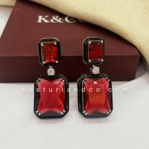 Alternative view of Julie Crystal Stone Statement Earrings, Red