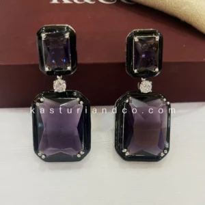 Julie Crystal Stone Statement Earrings, Red - Image 10