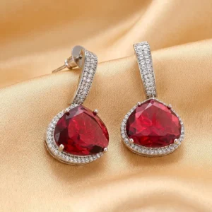 Alternative view of Rhea CZ Stone Statement Earrings, Ruby