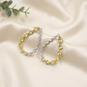 Teardrop Crystal Hoop Earrings, Yellow