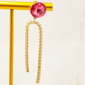 Crystal Tennis Earrings, Hot Pink - Image 3