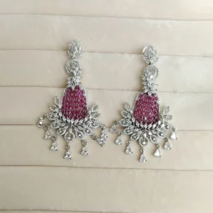 Ruby Radiance CZ Chandelier Statement Earrings - Image 2