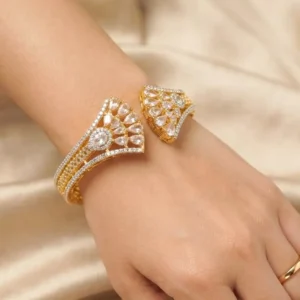 Alternative view of Luxury CZ Openable Cuff Bangle in 2 Tone