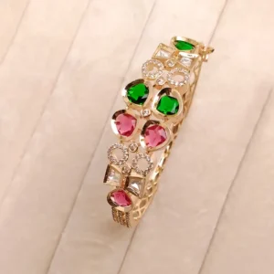 Alternative view of Ruby Green CZ Openable Cuff Bangle