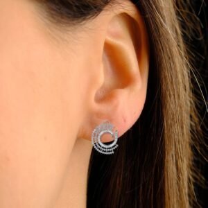 Chloe CZ Diamond look alike Earrings, Silver - Image 7