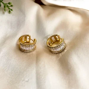 Gold Classic Baguette Hoop Earrings