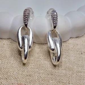 Clink Silver Link Earrings - Image 3