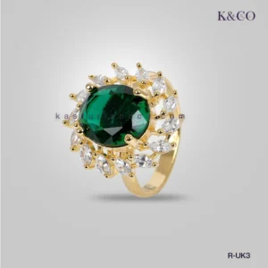 Alternative view of Cocktail ring with rhinestones, Green