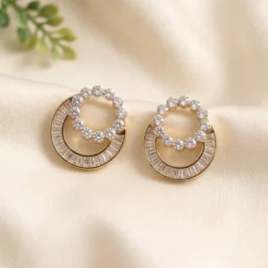 Aurora Crystal Circle Stud Earrings