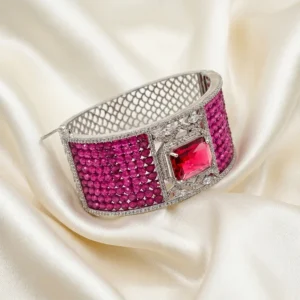 Ruby Radiance Crystal Statement Cuff Bangle