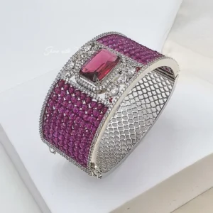 Alternative view of Ruby Radiance Crystal Statement Cuff Bangle