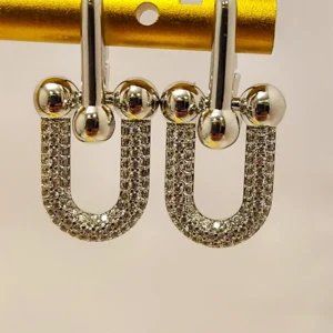 U-Shape Cubic Zirconia Huggies - Image 3