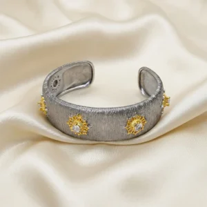 Dual Tone Broad Bangles, Silver