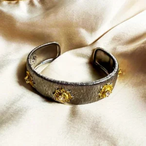 Alternative view of Dual Tone Broad Bangles, Silver