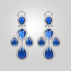 Kareena CZ Stone Fashion Earrings, Blue - Image 3