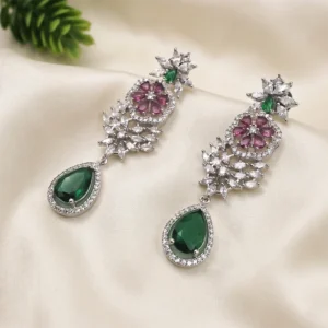 Emerald Bloom Floral Drop Earrings