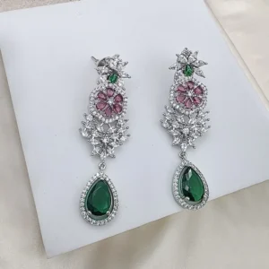 Alternative view of Emerald Bloom Floral Drop Earrings