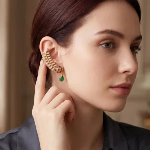 Alternative view of Emerald Bloom Leaf Drop Earrings