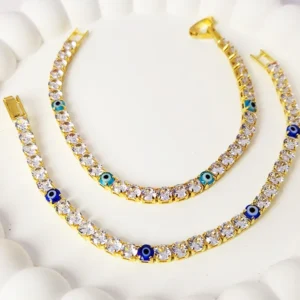 Evil Eye Tennis Bracelet Gold - Image 3