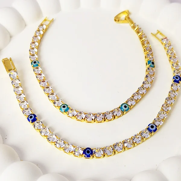 Evil Eye Tennis Bracelet Gold - Image 3