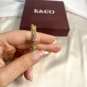 Golden Cubic Zirconia Hoop Earrings - Image 3