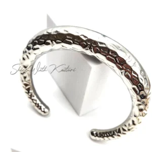 Alternative view of Hammered Silver Open Cuff Bangle